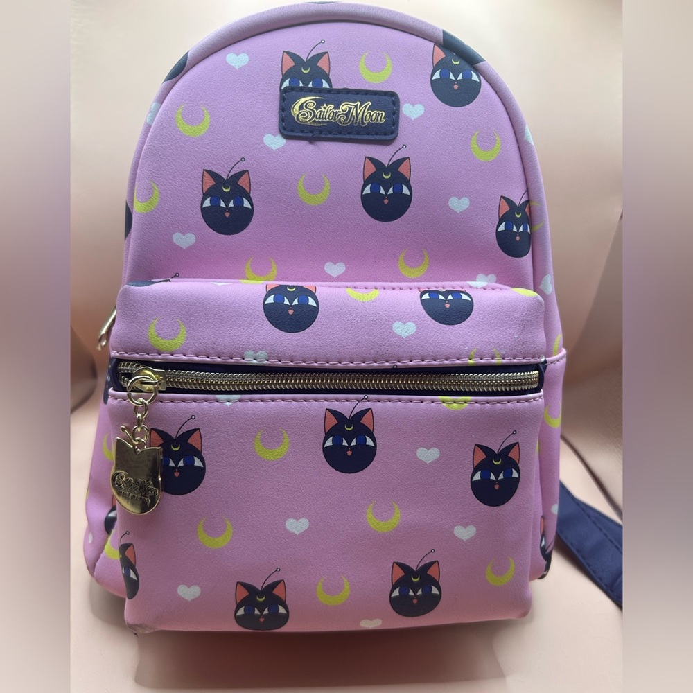 Loungefly Pink Mini Bag with Cat and Moon Design